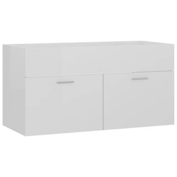 High Gloss White Sink Cabinet - 90x38.5x46 cm | HipoMarket