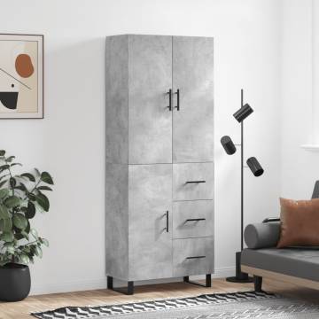 Stylish Highboard Concrete Grey - 69.5x34x180 cm - HipoMarket