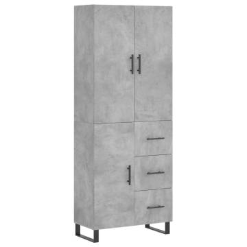 Stylish Highboard Concrete Grey - 69.5x34x180 cm - HipoMarket