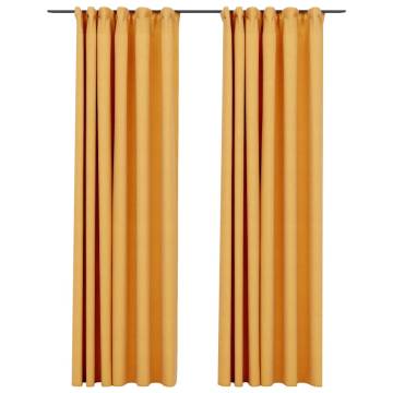 Linen-Look Blackout Curtains - Yellow 140x225 cm (2 pcs)