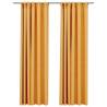 Linen-Look Blackout Curtains - Yellow 140x225 cm (2 pcs)