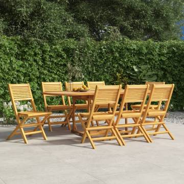 Folding Garden Chairs 8 pcs - Solid Teak Wood, Space-Saving Design