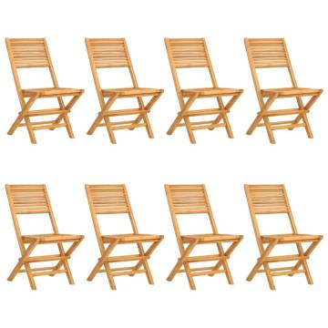 Folding Garden Chairs 8 pcs - Solid Teak Wood, Space-Saving Design