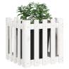 White Garden Planter with Fence Design - Solid Pine 50x50x50 cm