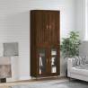 Highboard Brown Oak 69.5x34x180 cm Engineered Wood Colour brown oak Quantity in Package 1 Model 2 glass doors 