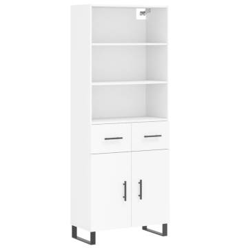 Stylish Highboard White - 69.5x34x180 cm - Engineered Wood