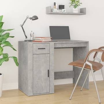 Elegant Concrete Grey Desk - 100x49x75 cm Engineered Wood