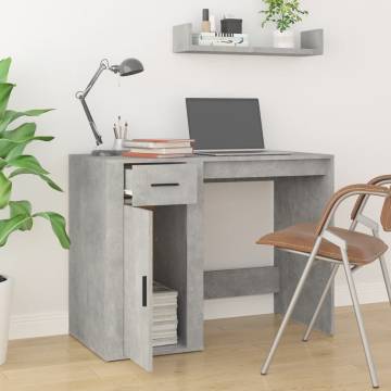 Elegant Concrete Grey Desk - 100x49x75 cm Engineered Wood