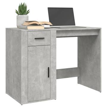 Elegant Concrete Grey Desk - 100x49x75 cm Engineered Wood