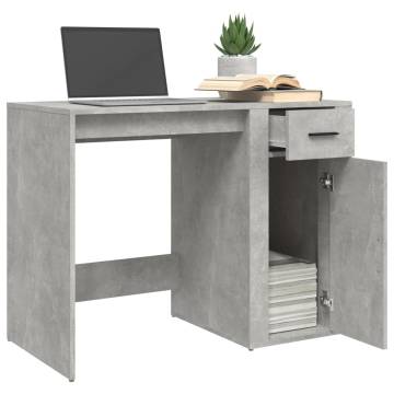 Elegant Concrete Grey Desk - 100x49x75 cm Engineered Wood