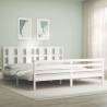 Bed Frame with Headboard White 200x200 cm Solid Wood Colour white Size 200 x 200 cm 