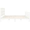 Stylish White Bed Frame with Headboard - 200x200 cm Solid Wood