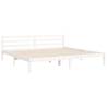 Stylish White Bed Frame with Headboard - 200x200 cm Solid Wood