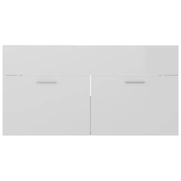 High Gloss White Sink Cabinet - 90x38.5x46 cm | HipoMarket