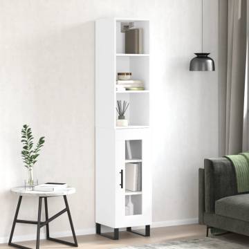 Stylish Highboard High Gloss White | 34.5x34x180 cm