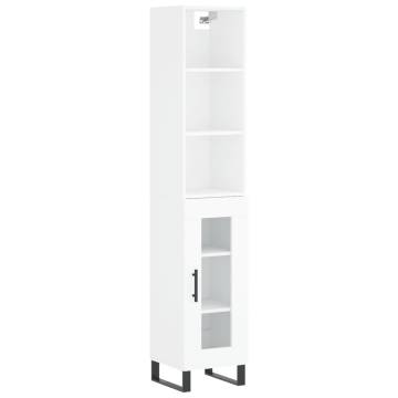 Stylish Highboard High Gloss White | 34.5x34x180 cm