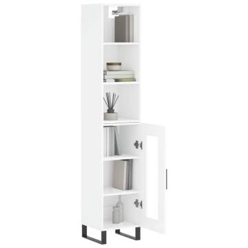 Stylish Highboard High Gloss White | 34.5x34x180 cm