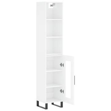 Stylish Highboard High Gloss White | 34.5x34x180 cm