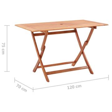 Folding Garden Table 120x70 cm | Solid Eucalyptus Wood