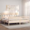 Bed Frame with Headboard Super King Size Solid Wood Colour natural Size 180 x 200 cm Model low 