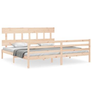 Super King Size Solid Wood Bed Frame with Headboard | HipoMarket