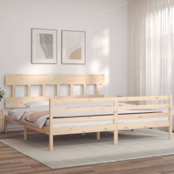 Super King Size Solid Wood Bed Frame with Headboard | HipoMarket