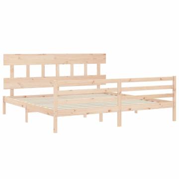 Super King Size Solid Wood Bed Frame with Headboard | HipoMarket