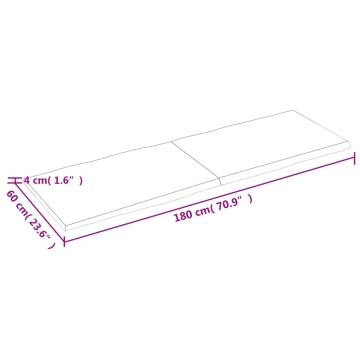 Untreated Solid Wood Live Edge Table Top - 180x60 cm