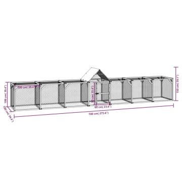 Chicken Coop 700x100x150 cm - Solid Pine Wood & Safe Design