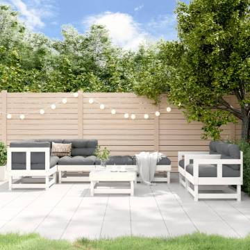 8 Piece White Solid Pine Garden Lounge Set | Hipomarket