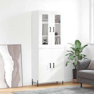 Stylish Highboard High Gloss White - 69.5x34x180 cm