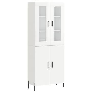 Stylish Highboard High Gloss White - 69.5x34x180 cm