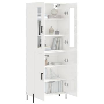 Stylish Highboard High Gloss White - 69.5x34x180 cm