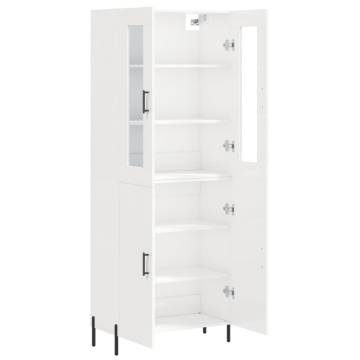 Stylish Highboard High Gloss White - 69.5x34x180 cm