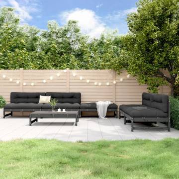 6 Piece Garden Lounge Set - Grey Solid Wood Pine | HipoMarket