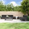 6 Piece Garden Lounge Set Grey Solid Wood Pine Colour grey Number of 6 