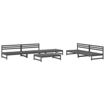 6 Piece Garden Lounge Set - Grey Solid Wood Pine | HipoMarket