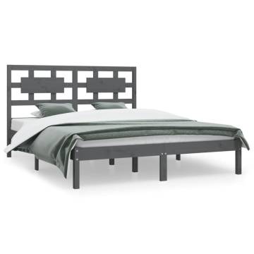 Grey Solid Wood Pine Bed Frame 120x200 cm - Hipomarket