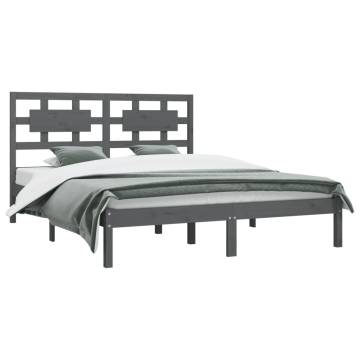 Grey Solid Wood Pine Bed Frame 120x200 cm - Hipomarket