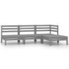 4 Piece Garden Lounge Set - Solid Pinewood Grey | HipoMarket