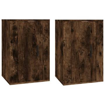 Stylish Wall Mounted TV Cabinets - Smoked Oak - 2 pcs