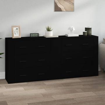 Classic Black Sideboards - 2 pcs Engineered Wood | HipoMarket