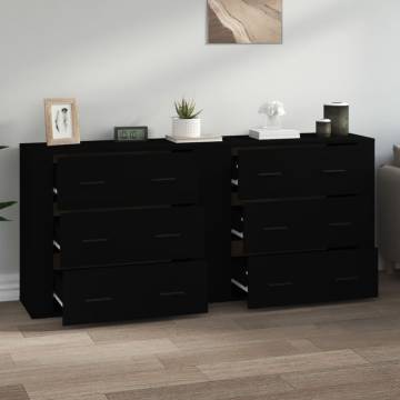 Classic Black Sideboards - 2 pcs Engineered Wood | HipoMarket