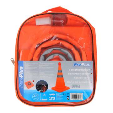 ProPlus 2 pcs Safety Cones with LEDs - Collapsible & Handy