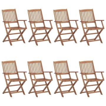 8 Pcs Folding Outdoor Chairs - Solid Acacia Wood | HipoMarket