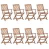 Folding Outdoor Chairs 8 pcs Solid Acacia Wood Quantity in Package 8 Model with armrest Number of 1 