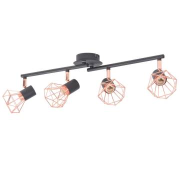 Stylish Ceiling Lamp with 4 Spotlights | Black & Copper Design