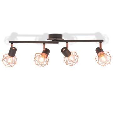 Stylish Ceiling Lamp with 4 Spotlights | Black & Copper Design