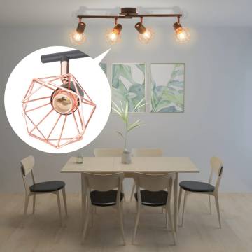 Stylish Ceiling Lamp with 4 Spotlights | Black & Copper Design