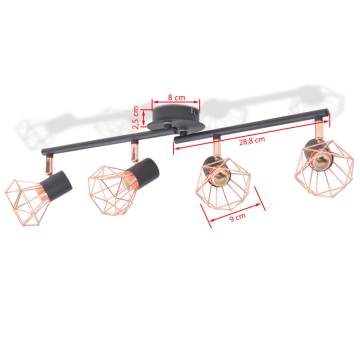 Stylish Ceiling Lamp with 4 Spotlights | Black & Copper Design